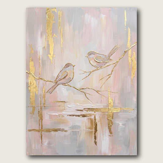 Golden Birds Canvas Wall Art - Plain View