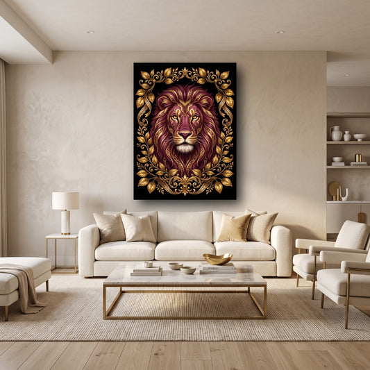 Regal Lion Canvas Wall Art - Home View