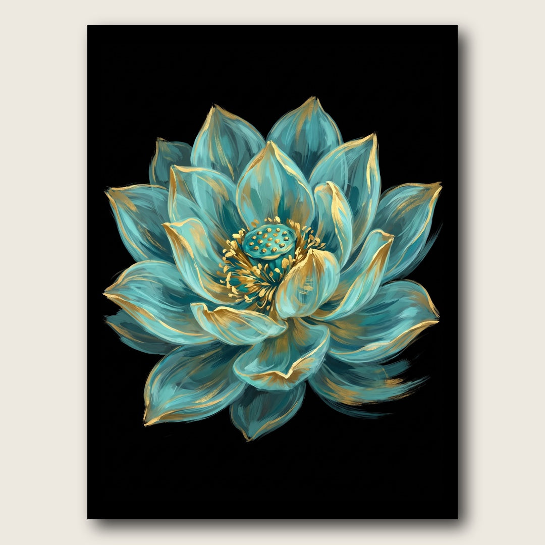 Golden Lotus Canvas Wall Art - Plain View