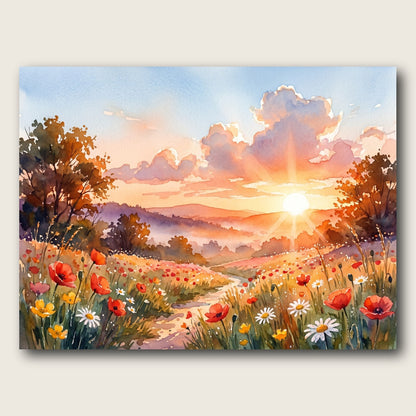 Sunrise Meadow Canvas Wall Art - Plain View