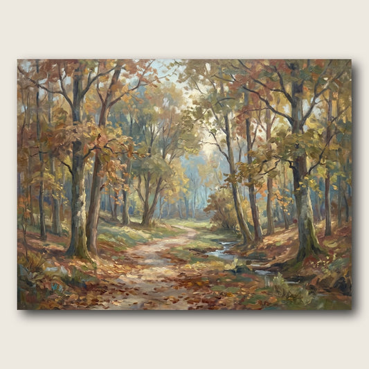 Autumn Woodland Path Canvas Wall Art - Plain View