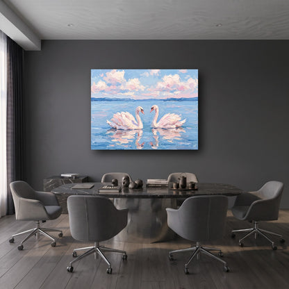 Swan Serenade Canvas Wall Art - Office View