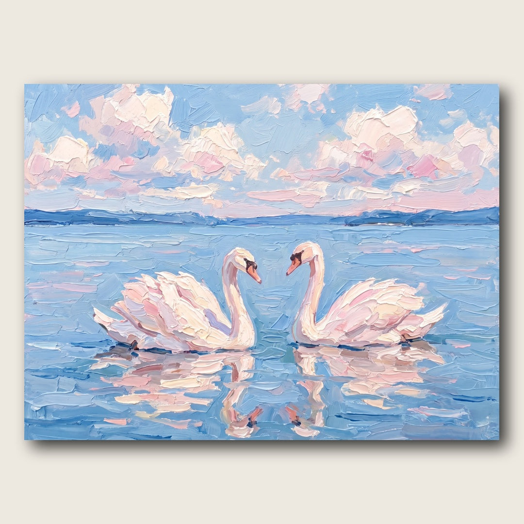 Swan Serenade Canvas Wall Art - Plain View