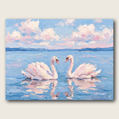 Swan Serenade Canvas Wall Art - Plain View