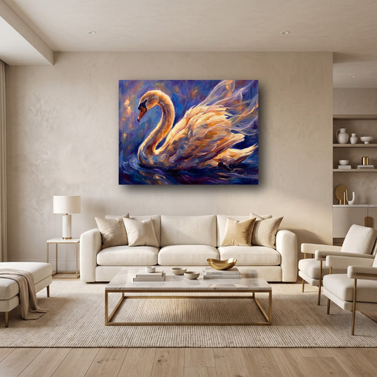Graceful Swan Canvas Wall Art - Home View