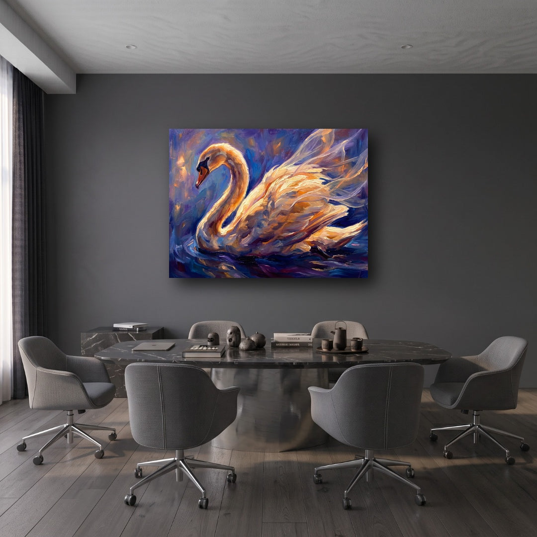 Graceful Swan Canvas Wall Art - Office View