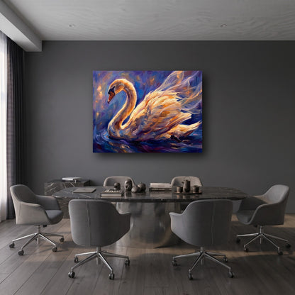Graceful Swan Canvas Wall Art - Office View