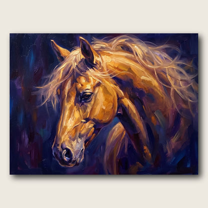 Golden Majesty Horse Canvas Wall Art - Plain View