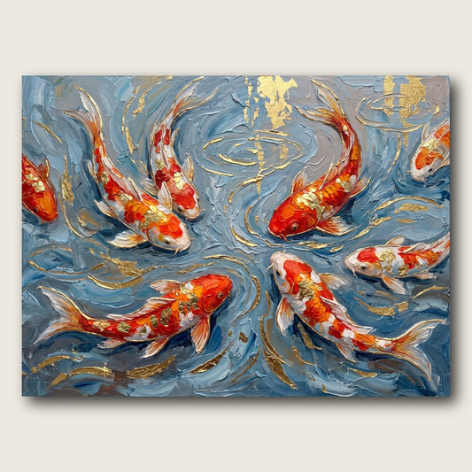 Golden Koi Fish Canvas Wall Art - Plain View