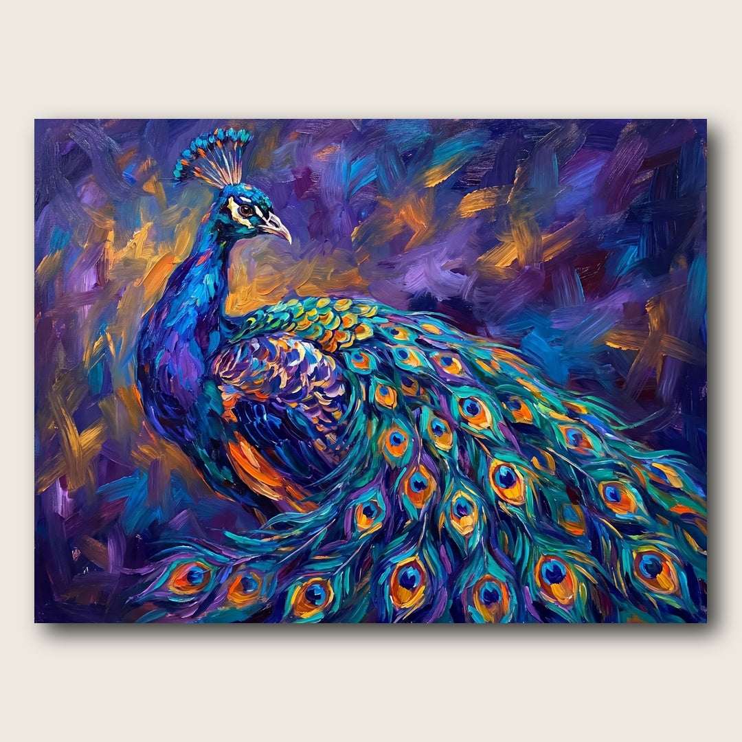Vibrant Peacock Canvas Wall Art - Plain View