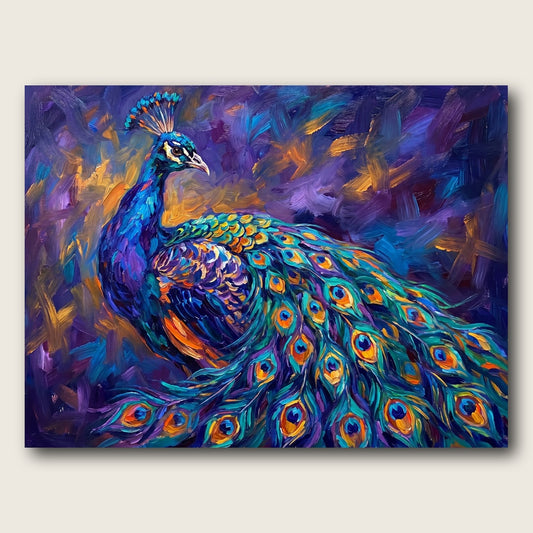 Vibrant Peacock Canvas Wall Art - Plain View