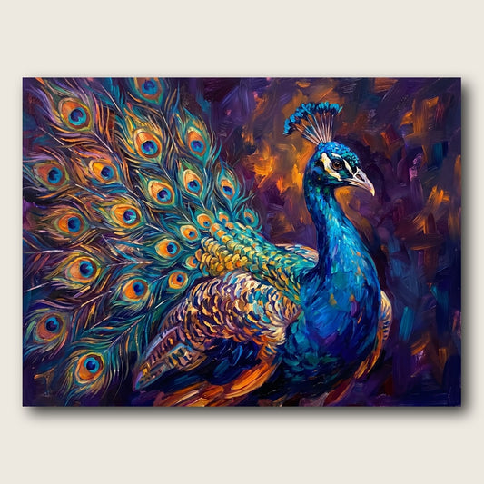 Vibrant Peacock Canvas Wall Art - Plain View