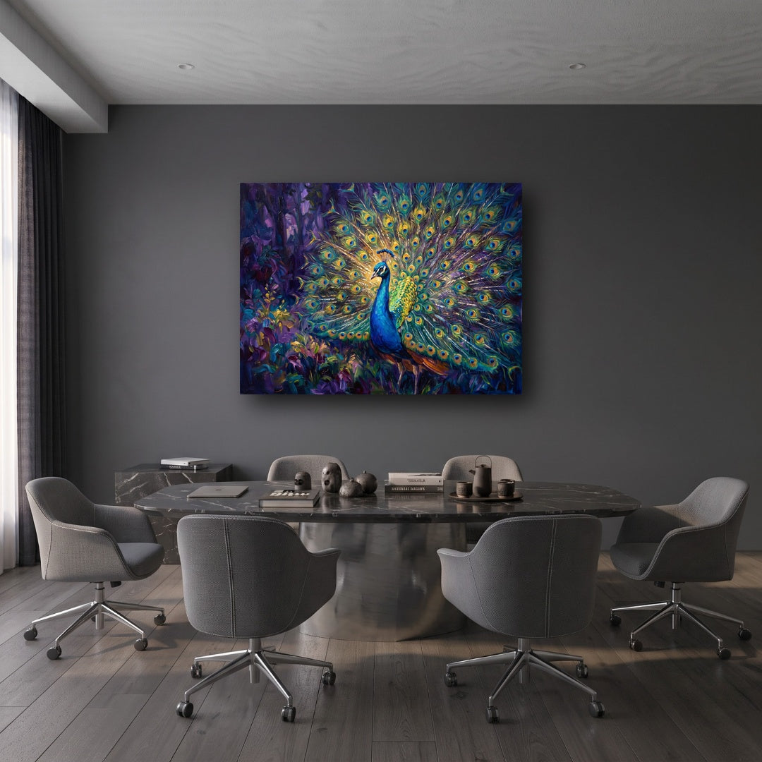 Majestic Peacock Canvas Wall Art - Office View