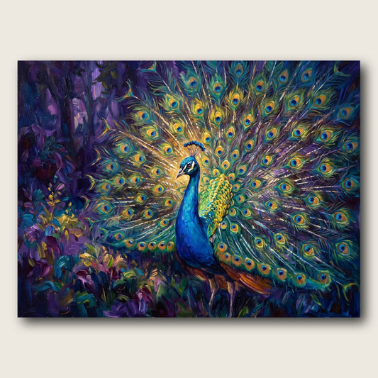 Majestic Peacock Canvas Wall Art - Plain View
