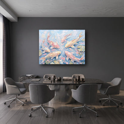 Serene Koi Fish Canvas Wall Art - Office View