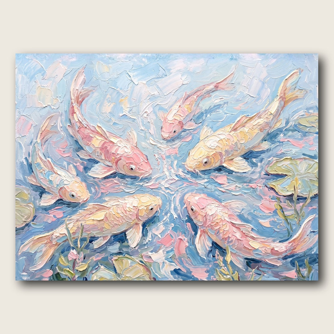 Serene Koi Fish Canvas Wall Art - Plain View
