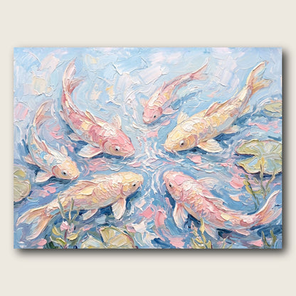 Serene Koi Fish Canvas Wall Art - Plain View