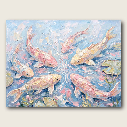 Serene Koi Fish Canvas Wall Art - Plain View