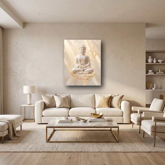 Golden Buddha Canvas Wall Art - Home View