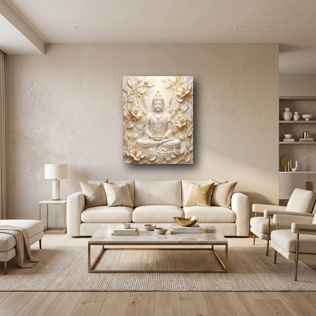Golden Buddha Canvas Wall Art - Home View