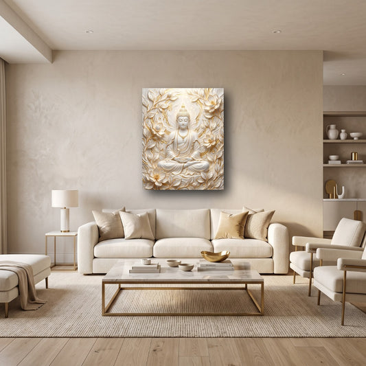 Golden Buddha Canvas Wall Art - Home View