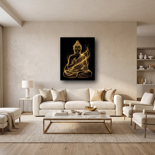 Golden Buddha Canvas Wall Art - Home View