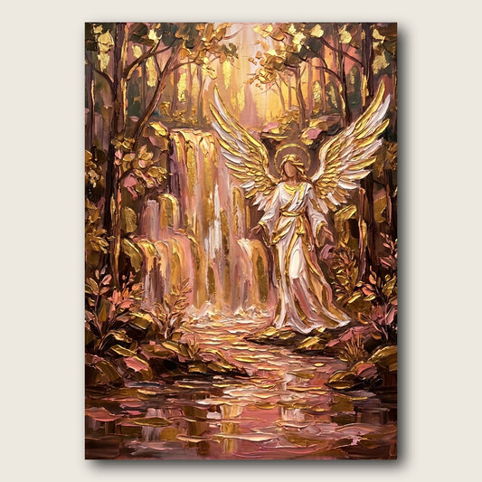 Golden Angel Waterfall Canvas Wall Art - Plain View